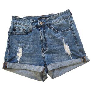 KanCan Denim Shorts Womens Size 26 Rolled Cuff Distressed Mid Rise Boho Festival